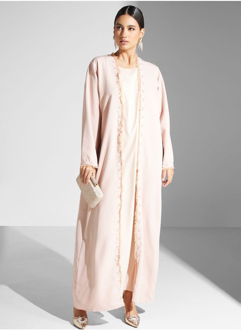 hayas closet - Embellished Front Open Abaya - Image 1