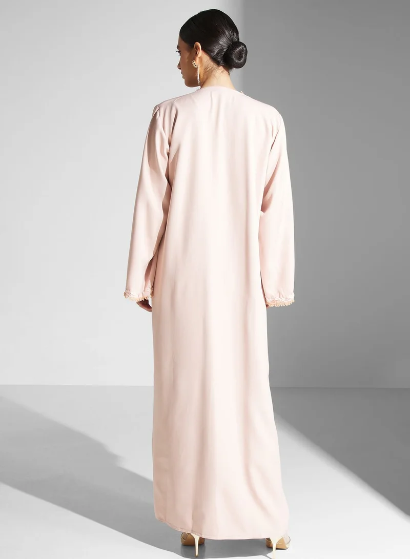 hayas closet Embellished Front Open Abaya