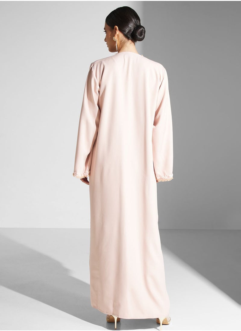 hayas closet - Embellished Front Open Abaya - Image 1