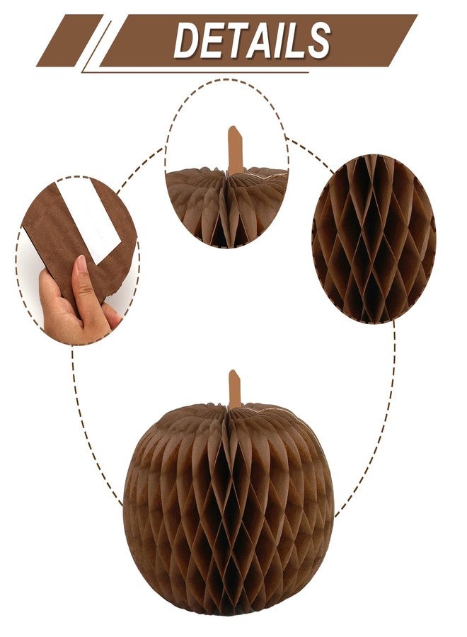 Whaline 12Pcs Fall Honeycomb Centerpiece 3 Shapes Paper Pumpkin Honeycomb Decorations Beige Brown Autumn Table Ornaments for Halloween Thanksgiving Party Supplies - Image 3