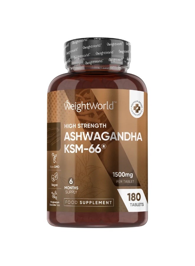 WeightWorld Ashwagandha KSM-66 1500 mg – Natural Support for Mental & Physical Balance, 180 Tablets, Made in UK - Image 1