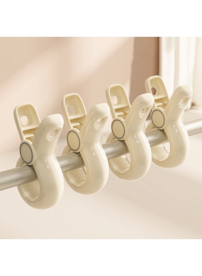 هومستر 【4 قطع مشابك غسيل】 مشابك بلاستيكية كبيرة مضادة للرياح بدون أثر مشابك تثبيت غسيل | فكوك ABS+TPR ناعمة حماية | لوح مضاد للانزلاق مدمج احتكاك معزز | فتحة extra wide 48مم | نابض مرونة عالية قوة-clamping قوية | مادة سميكة تصميم دائري | مساعد غسيل أساسي - Image 1