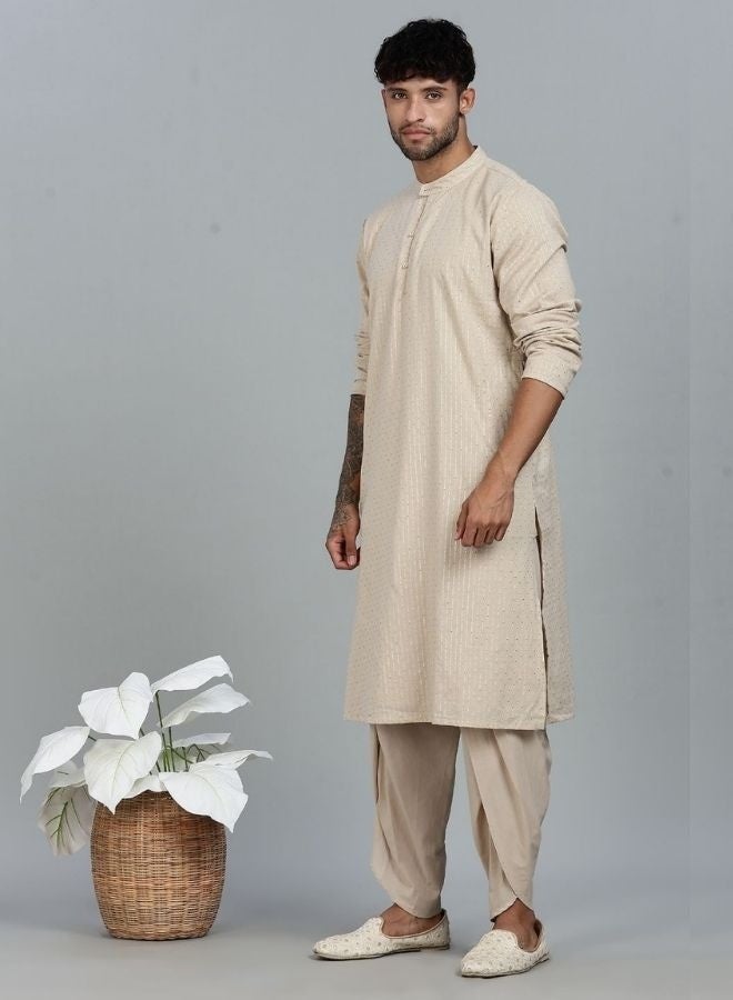 Abhishti Lurex Straight kurta with solid Dhoti Pants set - Image 3
