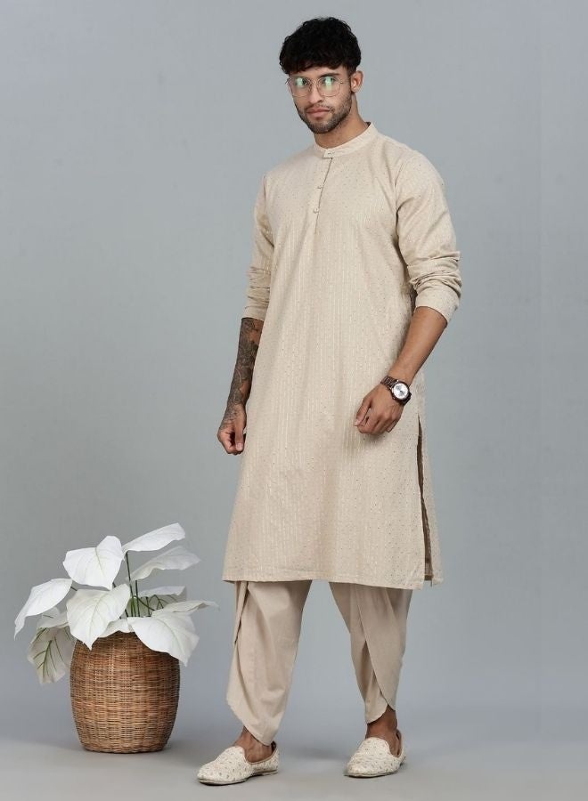Abhishti Lurex Straight kurta with solid Dhoti Pants set - Image 4