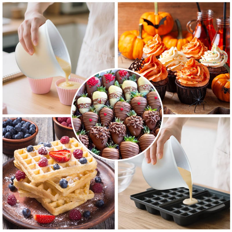 Palksky Silicone Cups for Melting Chocolate, 2PCS Chocolate Melter Set (600ml & 1000ml), Chocolate Melting Pot for Dipping & Melting Chocolate, Reusable Baking Supplies for DIY Chocolate Molds - Image 3