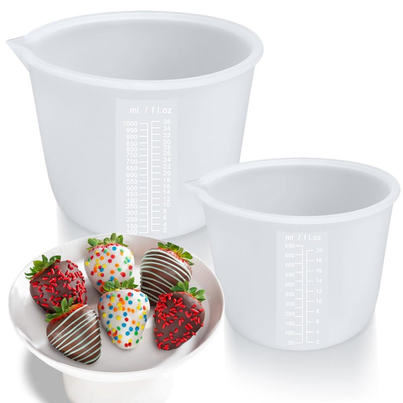 Palksky Silicone Cups for Melting Chocolate, 2PCS Chocolate Melter Set (600ml & 1000ml), Chocolate Melting Pot for Dipping & Melting Chocolate, Reusable Baking Supplies for DIY Chocolate Molds - Image 1