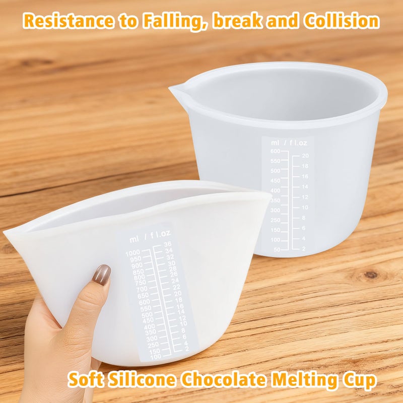 Palksky Silicone Cups for Melting Chocolate, 2PCS Chocolate Melter Set (600ml & 1000ml), Chocolate Melting Pot for Dipping & Melting Chocolate, Reusable Baking Supplies for DIY Chocolate Molds - Image 5