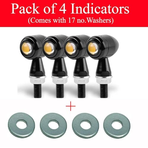 Ramanta Bike Indicator Light Aluminum Bullet Shape/Jet Indicator for Bike Turn Signal Lights Motorcycle LED Blinkers Small Front Rear Indicator Compatible with Motorbike (Set of 4, Amber) - Image 5