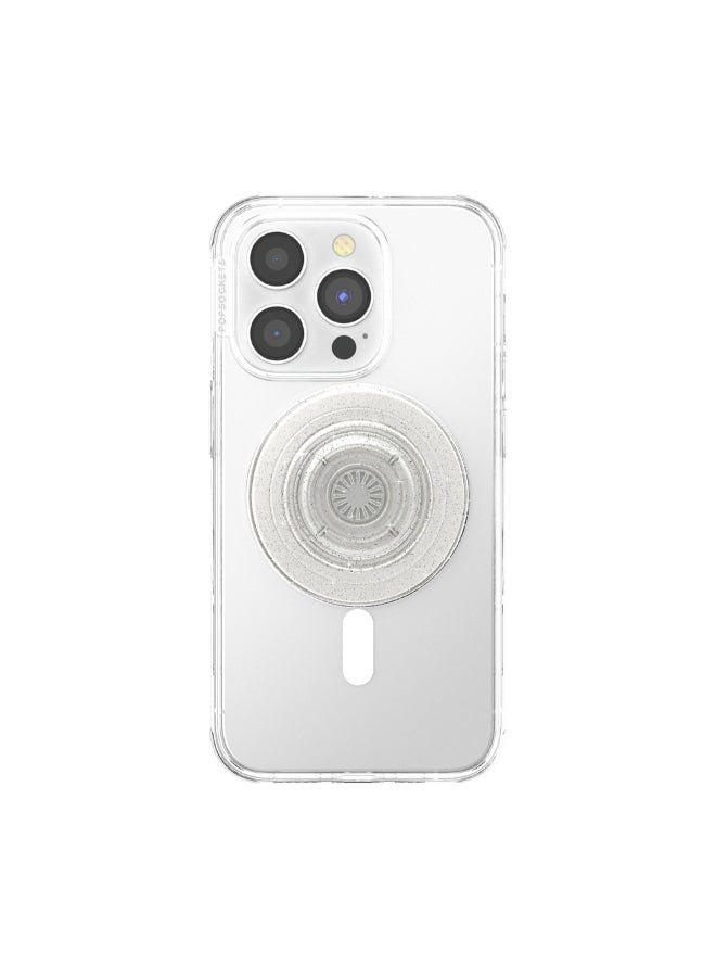 POPSOCKETS MagSafe PopGrip Glitter | Magnetic Phone Grip & Stand, Strong Magnet, for iPhone 15/14/13/12 & MagSafe Cases, Included Adapter Ring for non-MagSafe Phones & Cases - Clear Glitter - Image 3