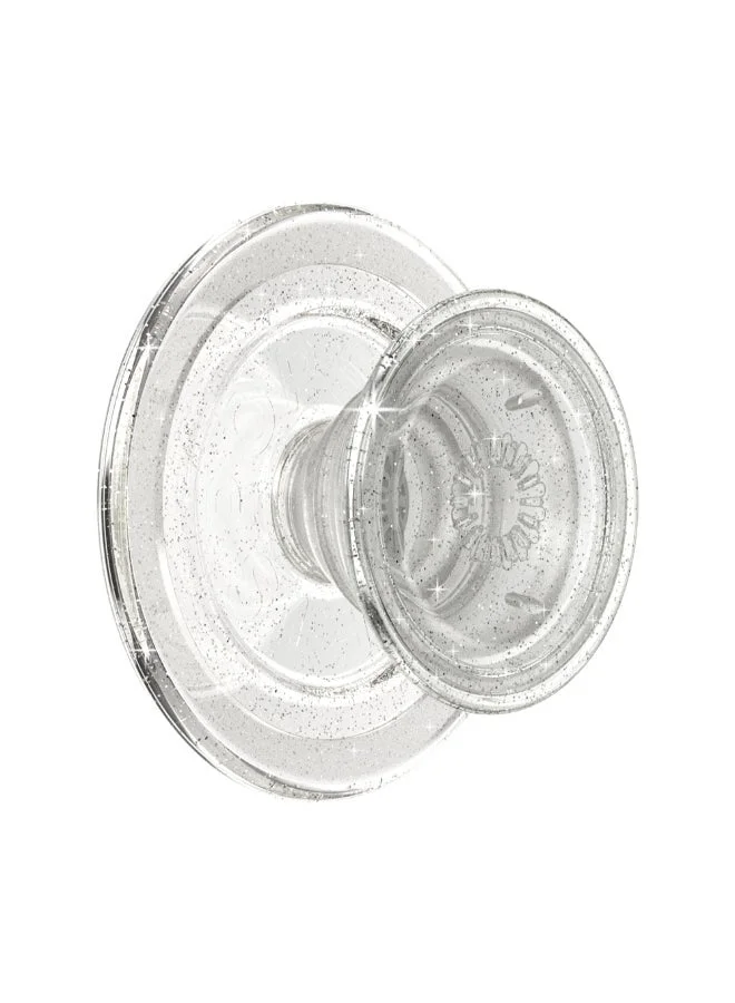 POPSOCKETS MagSafe PopGrip Glitter | Magnetic Phone Grip & Stand, Strong Magnet, for iPhone 15/14/13/12 & MagSafe Cases, Included Adapter Ring for non-MagSafe Phones & Cases - Clear Glitter