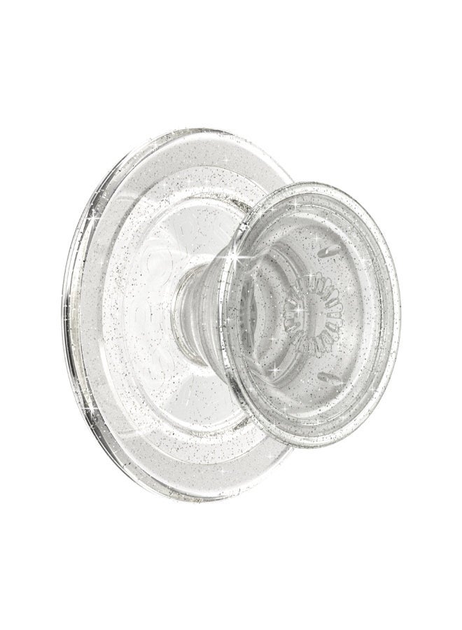 POPSOCKETS MagSafe PopGrip Glitter | Magnetic Phone Grip & Stand, Strong Magnet, for iPhone 15/14/13/12 & MagSafe Cases, Included Adapter Ring for non-MagSafe Phones & Cases - Clear Glitter - Image 1
