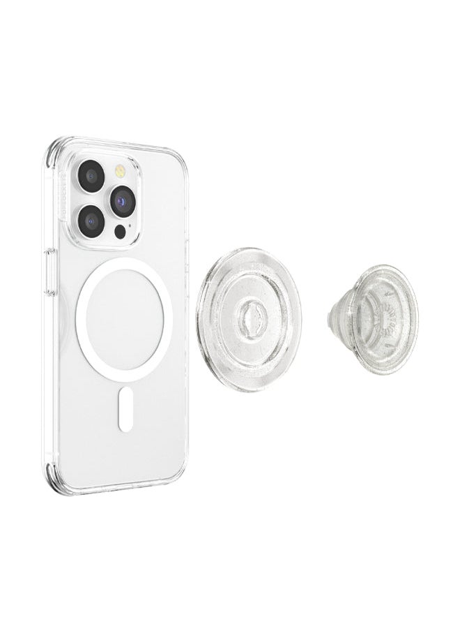 POPSOCKETS MagSafe PopGrip Glitter | Magnetic Phone Grip & Stand, Strong Magnet, for iPhone 15/14/13/12 & MagSafe Cases, Included Adapter Ring for non-MagSafe Phones & Cases - Clear Glitter  - Image 4