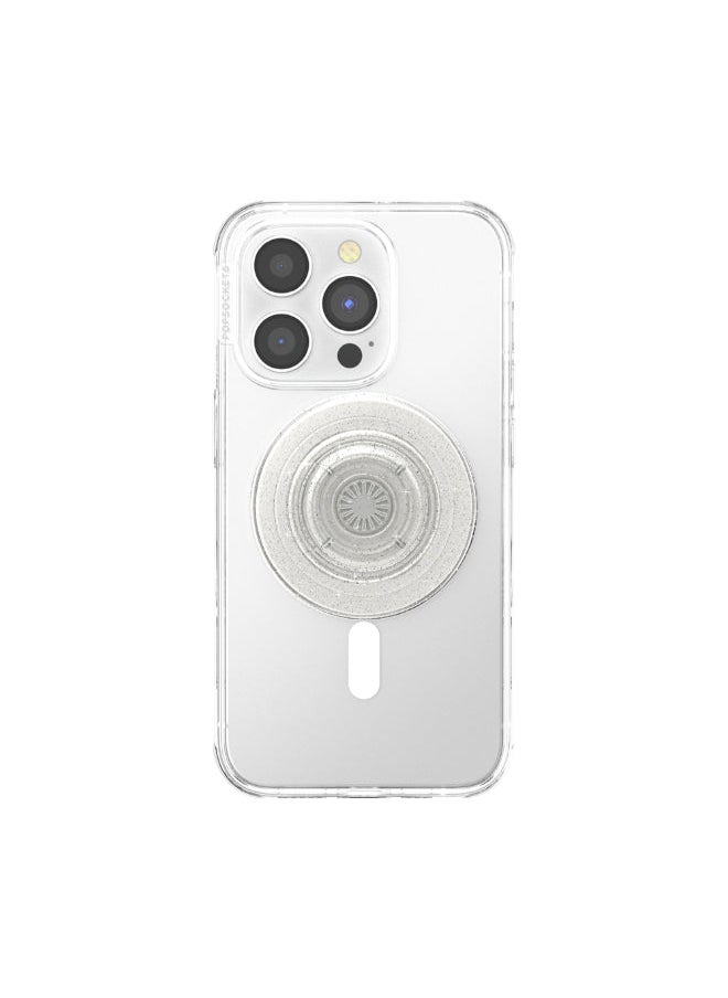 POPSOCKETS MagSafe PopGrip Glitter | Magnetic Phone Grip & Stand, Strong Magnet, for iPhone 15/14/13/12 & MagSafe Cases, Included Adapter Ring for non-MagSafe Phones & Cases - Clear Glitter  - Image 2