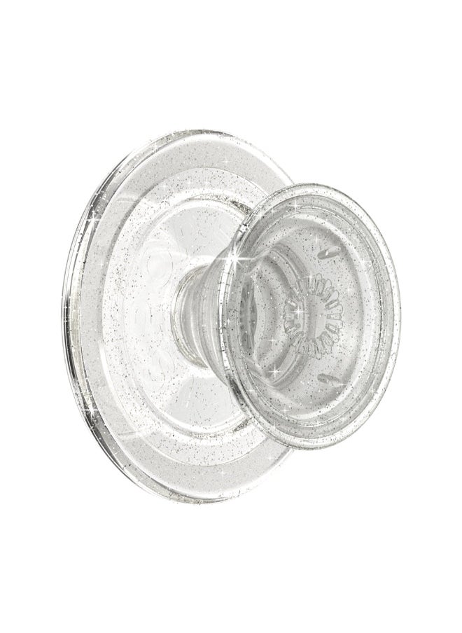 POPSOCKETS MagSafe PopGrip Glitter | Magnetic Phone Grip & Stand, Strong Magnet, for iPhone 15/14/13/12 & MagSafe Cases, Included Adapter Ring for non-MagSafe Phones & Cases - Clear Glitter  - Image 3