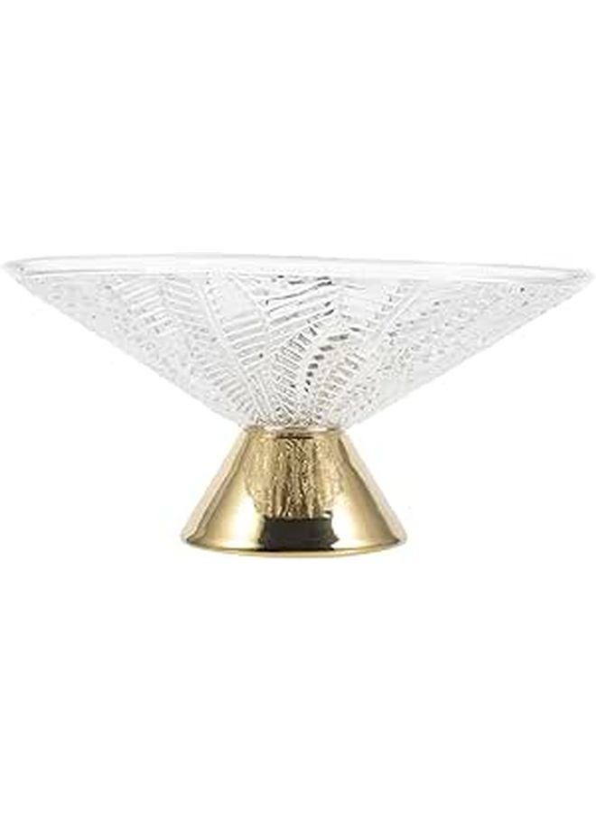 Leaf Shaped Glass Fruit Bowl Footed Modern Centerpiece For Living Room Wedding Table Display - Image 1