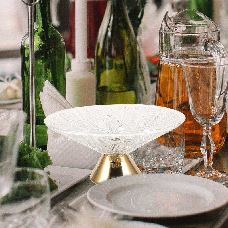 Leaf Shaped Glass Fruit Bowl Footed Modern Centerpiece For Living Room Wedding Table Display - Image 4