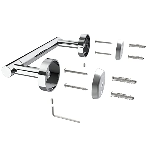 RARXTR Toilet Paper Holder Chrome SUS304 Stainless Steel Double Post Pivoting Polish Chrome Toilet Paper Roll Holder Wall Mounted Toilet Tissue Holder for Commercial Bathroom RV, Polished, 2 Pack - Image 5