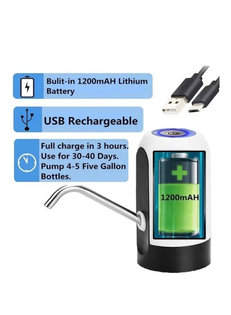 Portable automatic electric pump water dispenser with USB Charging port white black - Image 4