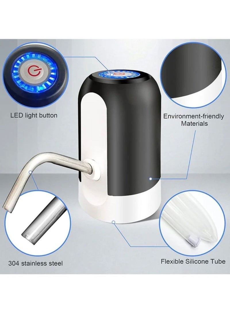 للشحن أبيض أسود USB موزع مياه أوتوماتيكي محمول يعمل بالضخ الكهربائي مزود بمنفذ - Image 2