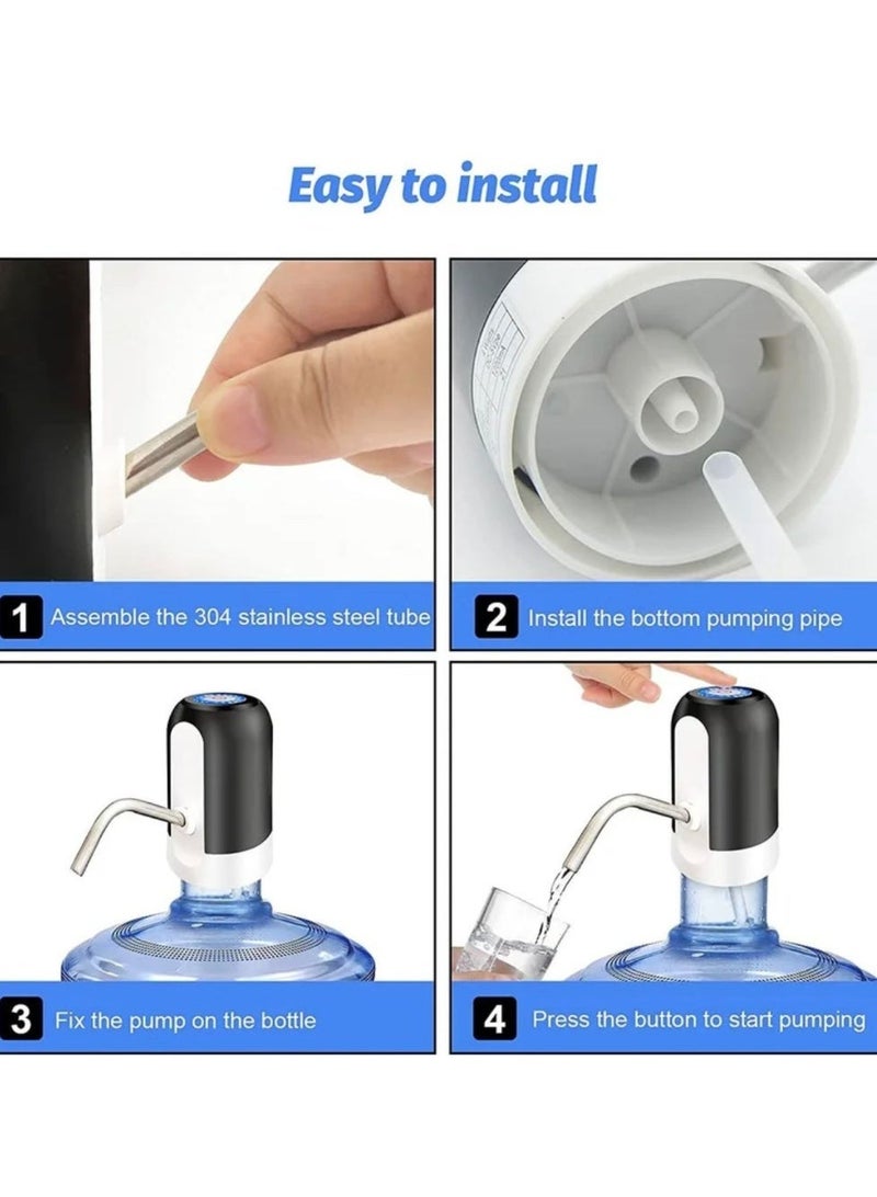 للشحن أبيض أسود USB موزع مياه أوتوماتيكي محمول يعمل بالضخ الكهربائي مزود بمنفذ - Image 4