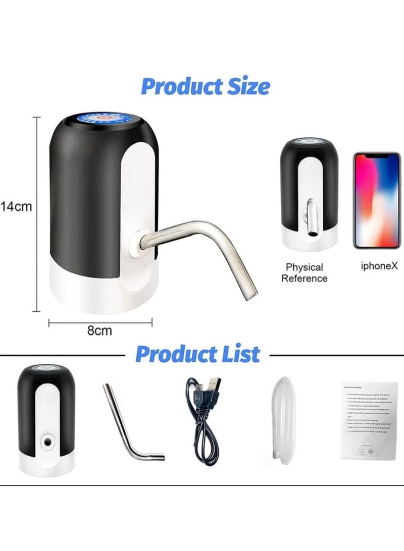 للشحن أبيض أسود USB موزع مياه أوتوماتيكي محمول يعمل بالضخ الكهربائي مزود بمنفذ - Image 3