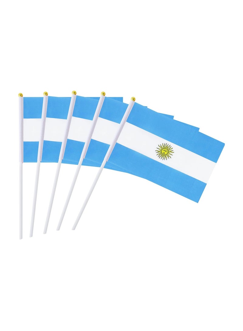 General Flag of Argentina A5 Size, Argentina Flag with Stick. Pack Of 5 Pieces.  - Image 1