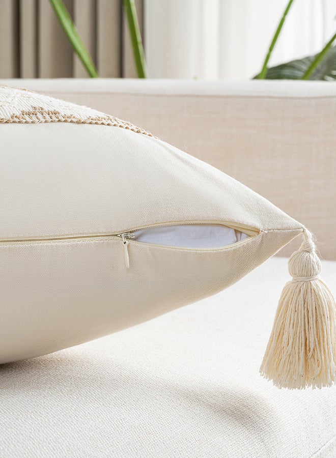 Fancy Homi مجموعة من 2 غطاء وسادة زخرفي عتيق للكنبة، السرير والأريكة، نمط ساحلي بوهيمي وريفى مع خيوط، تصميم جمالي وحديث - 45x45 سم - بني - Image 3