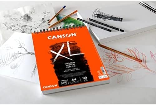 CANSON دفتر رسم كانسون XL 90 جرام A5 ورق حبيبات ناعمة حلزوني الجانب الطويل 60 ورقة عاجية مثالي للفنانين المحترفين والرسامين - Image 5