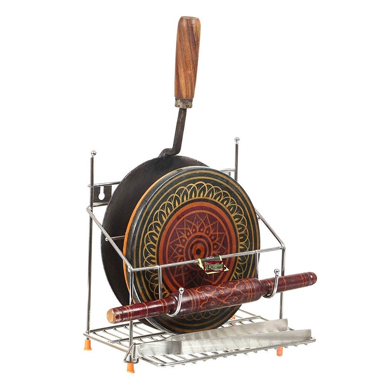 12FOR COLLECTION Stainless Steel Kitchen Rack Set4 Silver Wall Mount Easy Mount 4 Shelves Hanging Shelf Kitchen Storage Hanging Cooking Utensils Organizing Kitchenware - Image 4