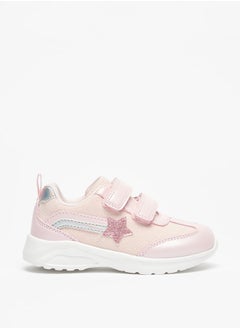 Girl's Star Applique Sports Shoes with Hook and Loop Closure