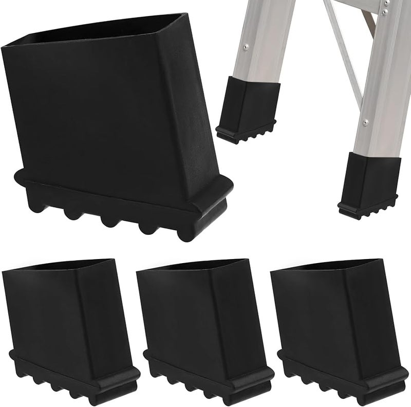 Safigle 4 Pack Rubber Ladder Feet Covers Non Slip Grips Protector for Extension Ladders Black - Image 1
