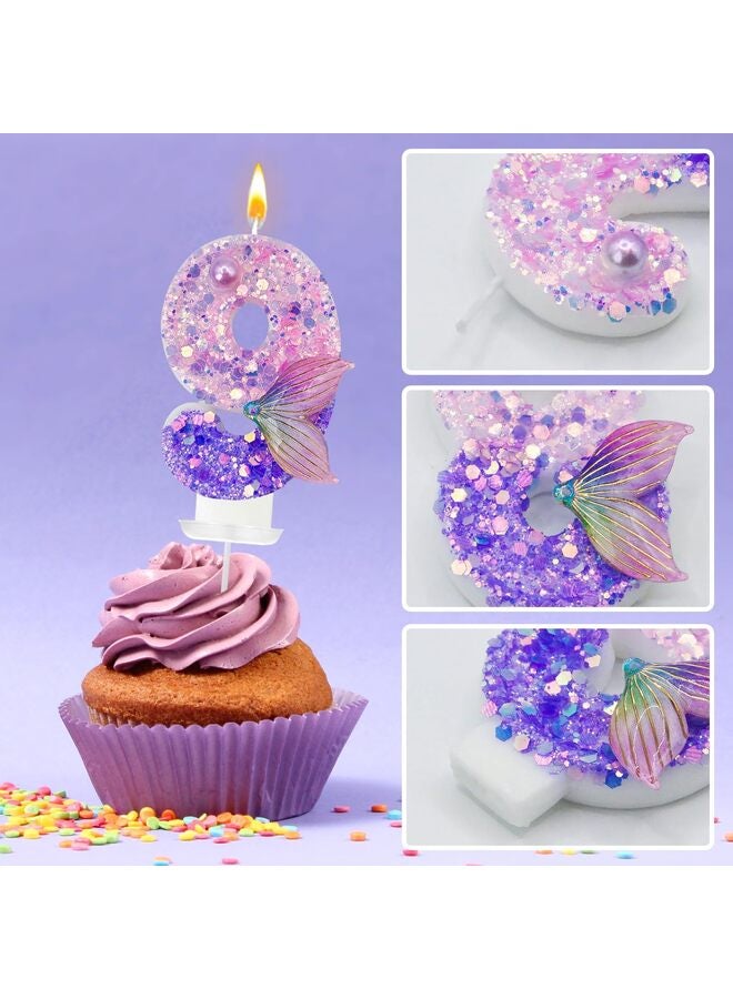 Number Birthday Candles - Mermaid Tail Birthday Cake Candles, suitable for birthday parties, weddings, anniversaries, and also suitable for children and adults (number2). - Image 2