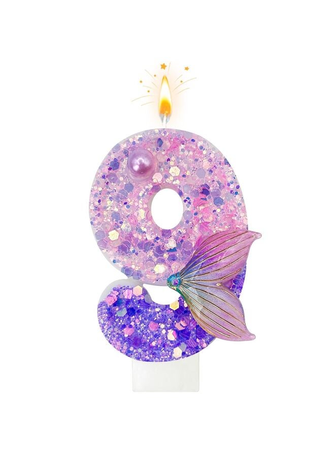 Number Birthday Candles - Mermaid Tail Birthday Cake Candles, suitable for birthday parties, weddings, anniversaries, and also suitable for children and adults (number2). - Image 1