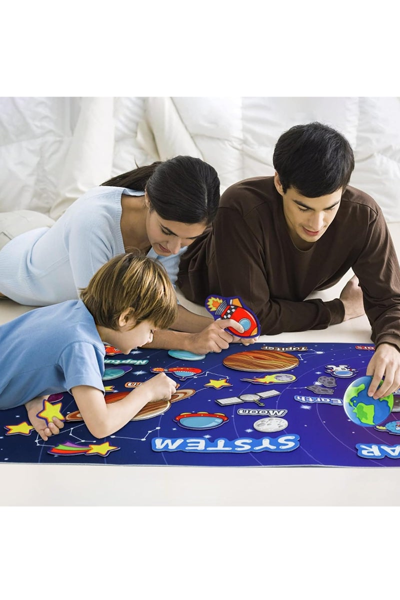 DURKU 30 Pcs Outer Space Felt Board Set, Solar System Interactive Play Kit for Kids, 3.5 Ft Preschool Early Learning Center for Classroom Planet Toys (Solar System) - Image 4
