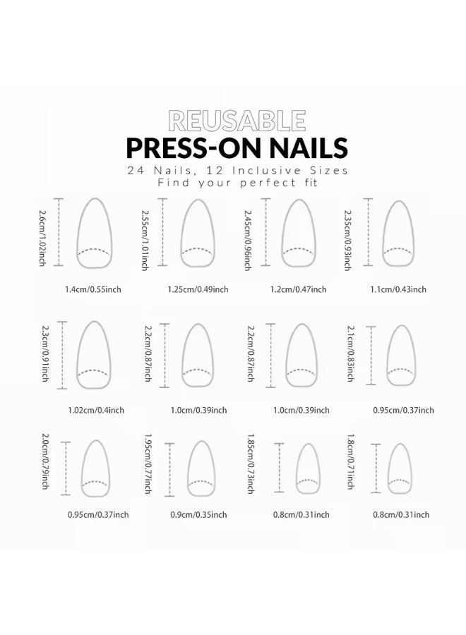 Goolsky 24pcs Valentine's Day Red Heart Press On Nails, Pure White Fake Nails, Medium Almond Shape - Image 4