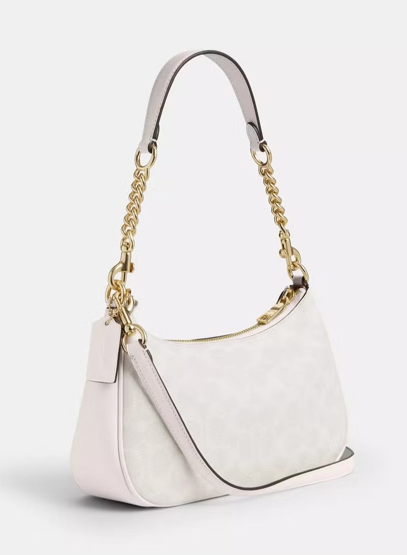 coachoutlet Coach Teri Women's Shoulder Bag In Signature Canvas, Women's Hand Bag, Women's Hobo Bag, Women's Tote Bag, Women's Travel Bag, White- 24cm - Image 4