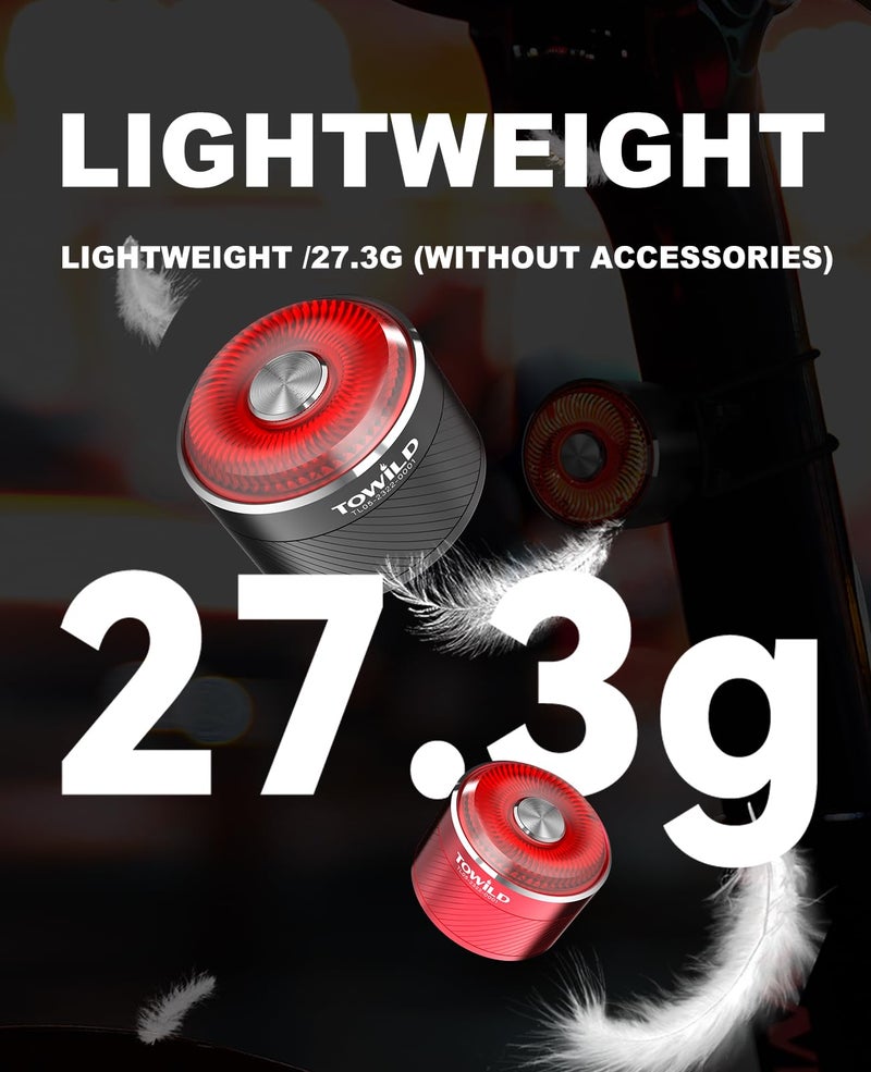 TOWILD TL05 Bike Tail Light Smart Brake Sensing Bike Rear Lights,Type-C Cable Waterproof Bicycle Back Lights Led Rechargeable Auto On/Off Taillight for Road Cycling Commuting - Image 4