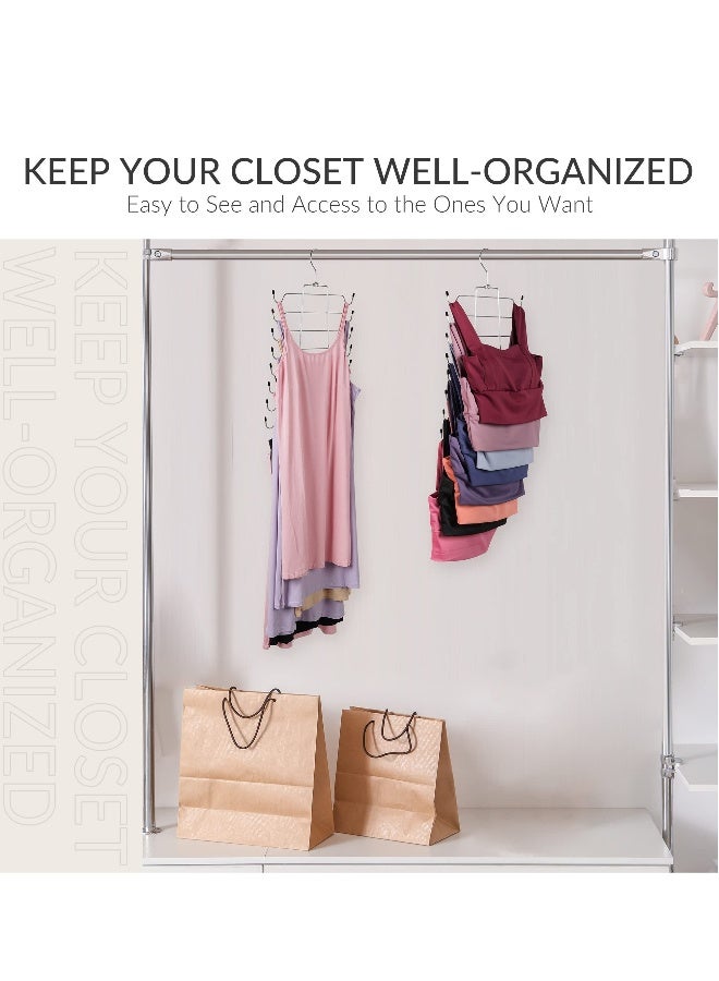 Tank Top Hanger, 2Pcs Space Saving Bra Hangers, Non-Slip Hanging Sport Bras Holder, Closet Organizers and Storage for Camisoles Tank Tops Bras Ties Swimsuits Strappy Dress (Silver) - Image 5