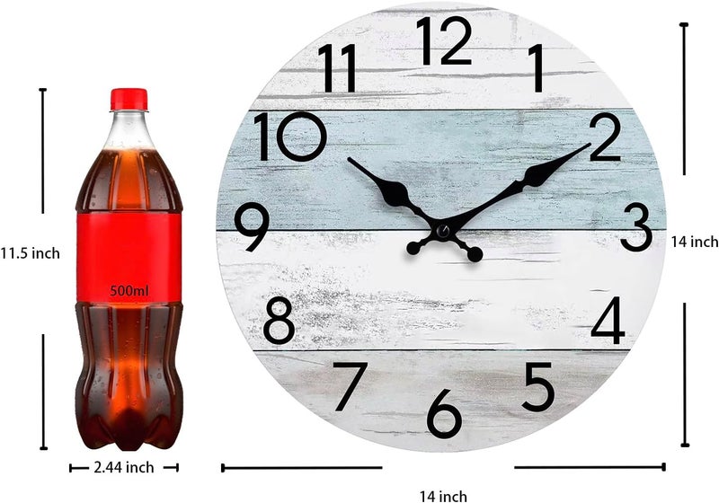 KECYET Wall Clock Silent Non-Ticking 14 Inch Battery Operated Country Large Retro Rustic and Beach Style Decorative for Living Room, Kitchen, Home,Bathroom, Office (Blue) - Image 4