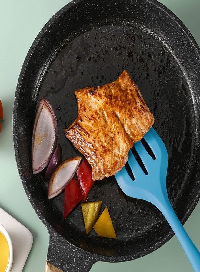 مجموعة أدوات مطبخ صغيرة من كولفا - مجموعة من خمس قطع، أدوات مطبخ صغيرة من السيليكون للأطفال - مضرب، ملقط، ملعقة، ملعقة مسطحة مثقبة - أزرق - Image 2