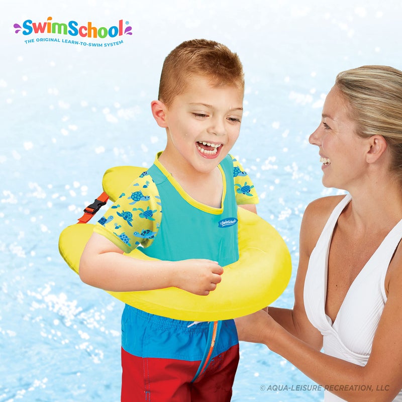 SwimSchool Ultra Swim Trainer â€“ Heavy Duty Toddler Swim Vest Floatie â€“ Comfortable Sweater-Fit Design with Adjustable Safety Seat â€“ Seafoam Blue Lemon - Image 4