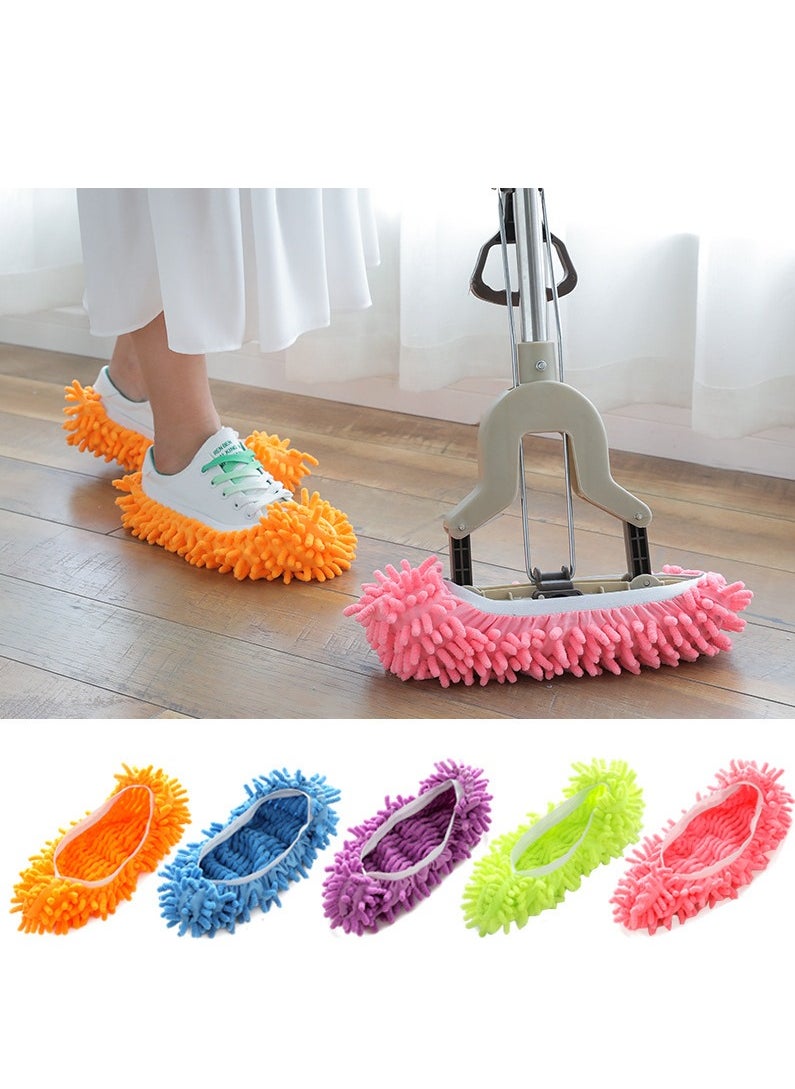 RATSAW - Dust Sock Cleaning Slippers Mop Slippers for Floor Cleaning Microfiber Dust Mop Slippers Covers Dust Hair Cleaner Foot Socks Mop Caps Multi Function Floor Cleaning Shoe Covers 5 Pairs - Image 1