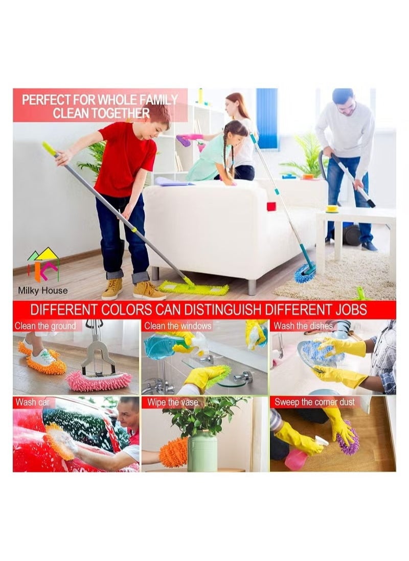 RATSAW - Dust Sock Cleaning Slippers Mop Slippers for Floor Cleaning Microfiber Dust Mop Slippers Covers Dust Hair Cleaner Foot Socks Mop Caps Multi Function Floor Cleaning Shoe Covers 5 Pairs - Image 1