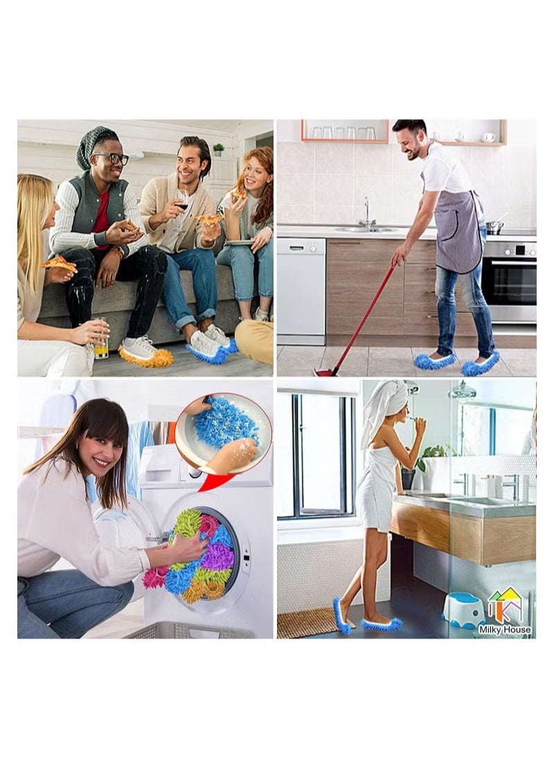 RATSAW - Dust Sock Cleaning Slippers Mop Slippers for Floor Cleaning Microfiber Dust Mop Slippers Covers Dust Hair Cleaner Foot Socks Mop Caps Multi Function Floor Cleaning Shoe Covers 5 Pairs - Image 1