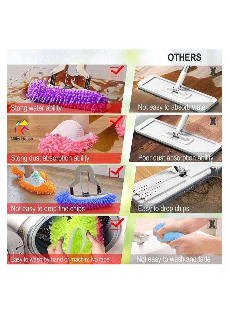 RATSAW - Dust Sock Cleaning Slippers Mop Slippers for Floor Cleaning Microfiber Dust Mop Slippers Covers Dust Hair Cleaner Foot Socks Mop Caps Multi Function Floor Cleaning Shoe Covers 5 Pairs - Image 1