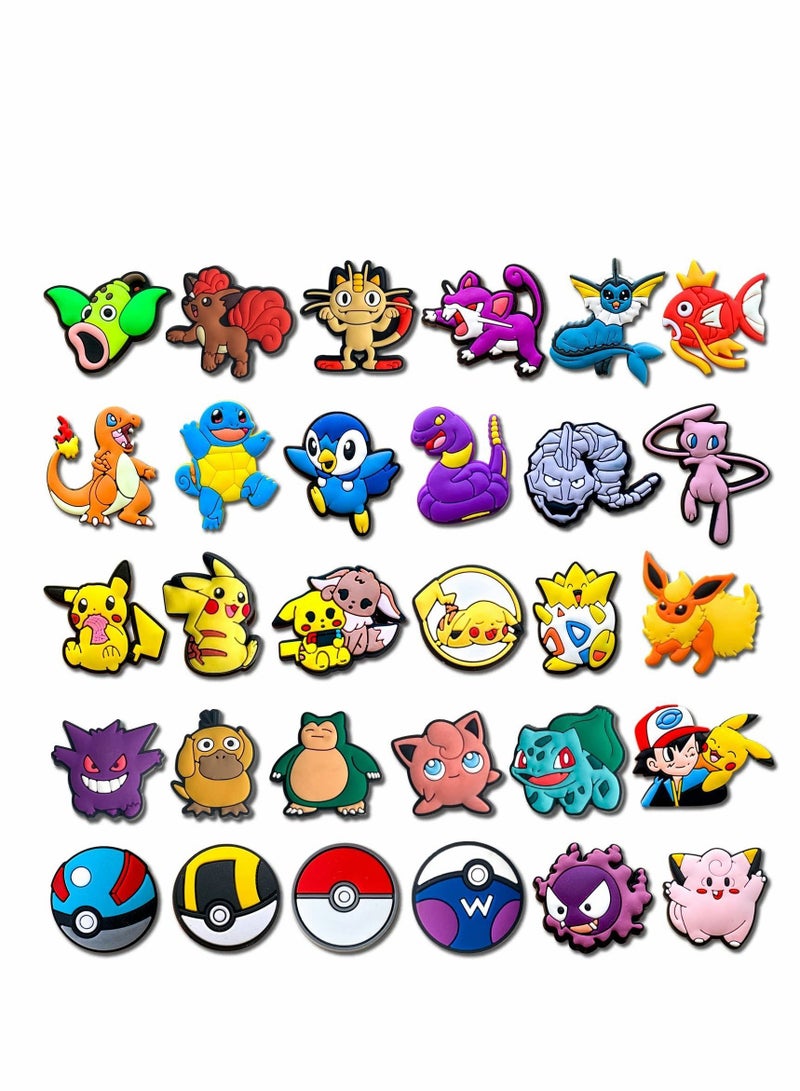 Y&D Shoe Decoration Charms for Clog, 30 pcs Cartoon Pokemon Croc Accessories Kids Boy Girl Adult Men Women Party Favor - Image 1