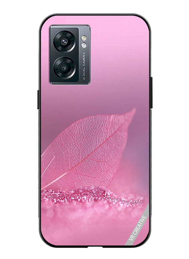 VR CREATIVE Protective Case Cover For Oppo A57 5G Pink Leaf Design Multicolour - Image 1