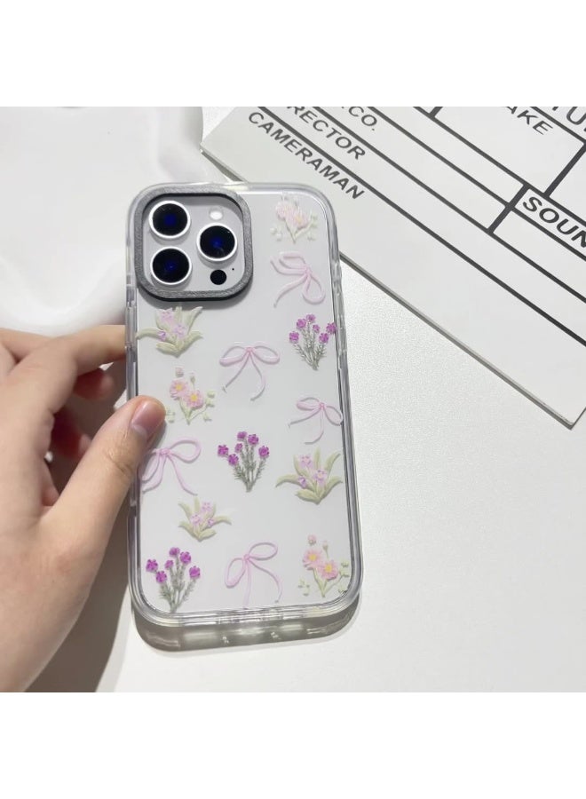 NIBEMINENT Girls Bows And Flowers Protective TPU Case Cover For iPhone 16 Plus Clear - Image 2