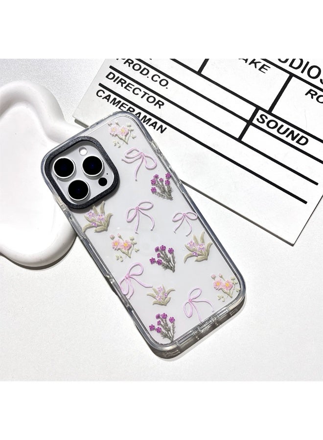NIBEMINENT Girls Bows And Flowers Protective TPU Case Cover For iPhone 16 Plus Clear - Image 1