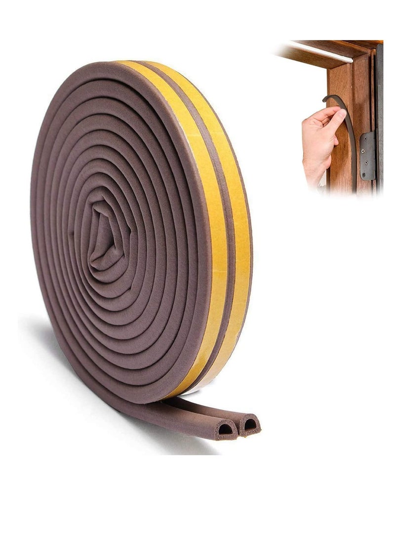 Excefore Door Seal Weather Strip, Self Adhesive 20m Rubber Seal Weather Strip Foam Tape for Doors and Windows Door Insulation Strip Foam Seal for Water-Proofing, Wind Noise Sound(D-Type-Brown) - Image 1